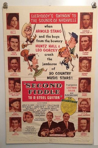 Nashville Country Music Movie Poster 2nd Fiddle To A Steel Guitar Numbered Vtg