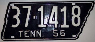 Vintage 1956 Tennessee State Shaped License Plate 37 - 1418