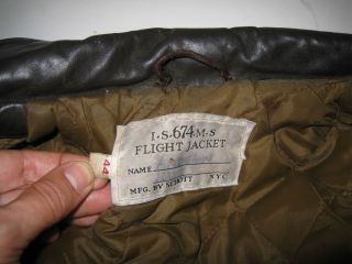 Vintage SCHOTT 674G Bomber Leather Flight Jacket I - S - 674 - M - S SIZE 44 7