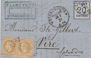 Alsace France Cover 1871 Ambulant Cds Rare