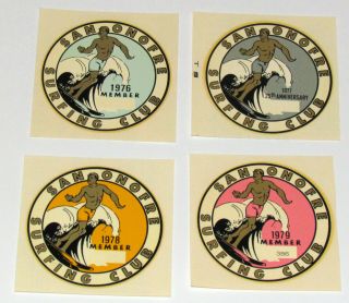 Vintage San Onofre Surfing Club California Set Of 4 Water Slide Decal