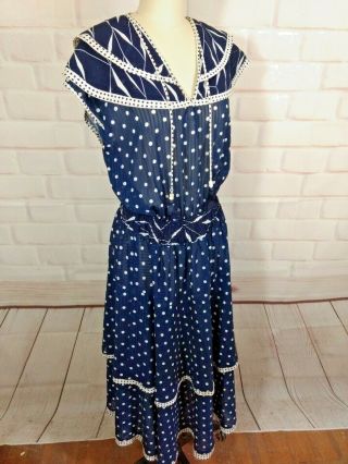 Diane Freis Dress Vintage Polka Dot Bohemian Georgette M/l