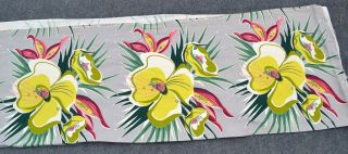 Vintage BARKCLOTH MATERIAL Panel Bright & Bold Colors 14 FEET Long 4