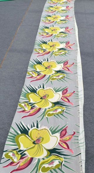 Vintage BARKCLOTH MATERIAL Panel Bright & Bold Colors 14 FEET Long 5