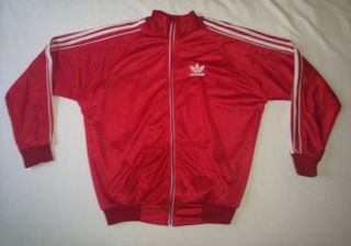 Vintage 80s Adidas Track Jacket Trefoil Size Xl Red