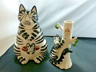 Two Vintage Sigma Tastesetter Kliban Cats Cookie Jar And Candle Holder