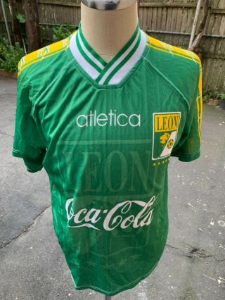 Vintage Rare Made Mexico Atletica Leon Fc Club Authentic Soccer Jersey Size M