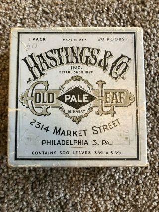 Vintage " Hastings & Co.  " Box Of Gold Leaf Sheets Contains 500 Leaves