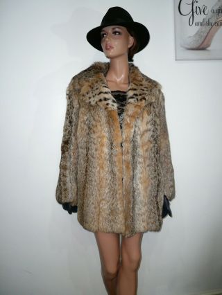 Vintage Real Fur Mink Sable Hue Jacket Coat Vison Рысь Lynx Craft Wear 10 - 12 - 14