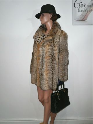 Vintage Real Fur Mink Sable Hue Jacket Coat Vison Рысь Lynx Craft Wear 10 - 12 - 14 3