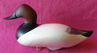 1993 Carved Wooden Hunting Duck Canvasback Decoy Signed Patrick Vincinti