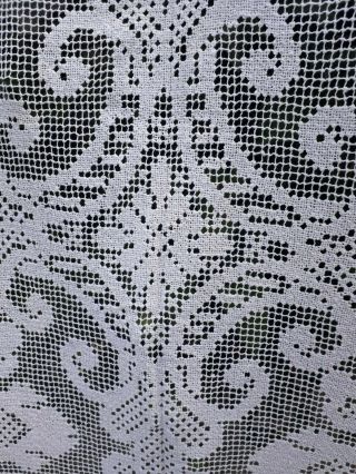 VINTAGE LACE CURTAIN FILET KNOTTED LINEN LARGE STUNNING SHABBY CHIC IVORY 58X88 