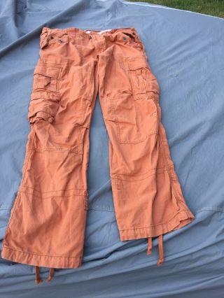 Mens Polo Ralph Lauren Vintage Orange Cargo Pants Paratrooper.  38/32