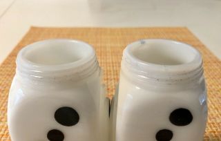 Vintage McKee Roman Arch Black Dot Milk Glass Salt & Pepper Shakers L@@K 8