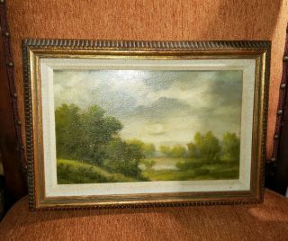 Kendg Antique Vintage Small Oil Painting On Wood Framed 1945 Signed Kerdg 11 X 8