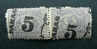 Egypt 1879 5p On 2 1/2pi Violet Stamp Pair - Misplaced Surcharge - Rare - Mh