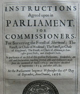 Rare Commonwealth Act 1657 Claim Land Cromwell Forest Rights Parliament Timber