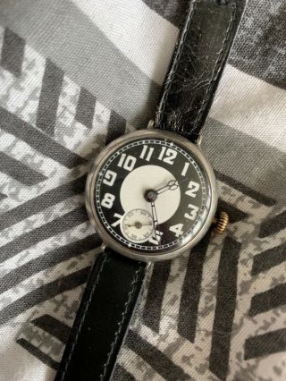 Vintage Rare Two Tone Dial Trench Watch 1914 Solid Silver