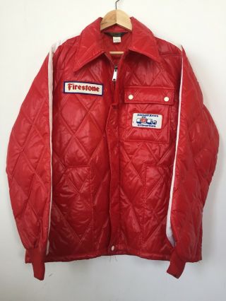 Nos Vtg 1970’s Swingster Firestone Parnelli Jones Racing Puffy Jacket L Red