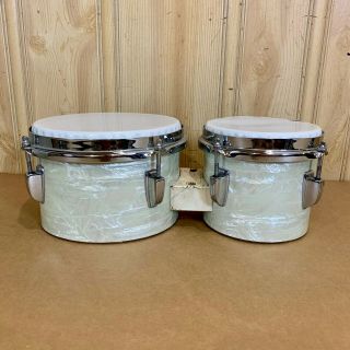Vintage Ludwig Bongo Drums White Marine Pearl 8” And 6”