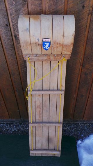 Vintage Wooden Toboggan 46 " Long By 12 " Wide Great For Use Or Decoration