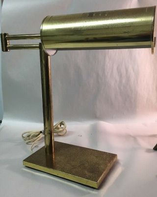 Vtg Mid Century Modern Walter Von Nessen Swing Arm Brass - Tone Desk Lamp