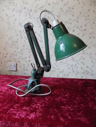 Vintage Industrial Green Enamel Angle Poise Workshop Lamp