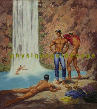 Rare Vtg 40s George Quaintance Art Male Nude Muscle Beefcake Physique Gay