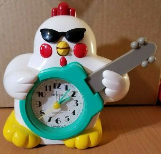 Rhythm Japan Speak Up Alarm Clock Singing Rock N Roll Chicken Vintage