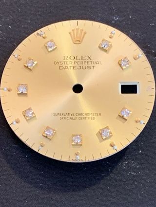 Vintage Rolex Datejust Dial With Diamonds Added For Quickset 3035 16013