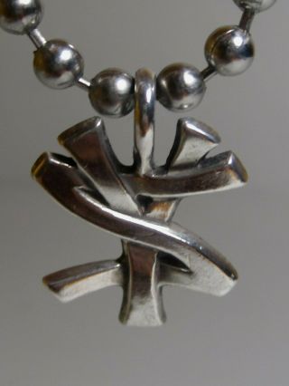 Rare Stussy Sterling Silver " 925 " Pendant Letter Logo / Necklace