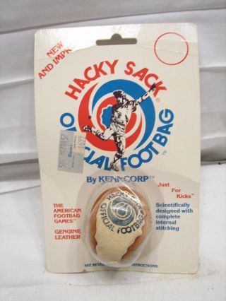 Vintage Hacky Sack Official Foot Bag Kenncorp Tan&white On Card Footbag