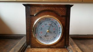 Large Vintage Aneroid Wall Barometer Shortland Smiths - Oak - Good Order