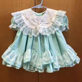 Vintage Lilo California Toddler Girls Green Ruffles Lace Dress Size 2t