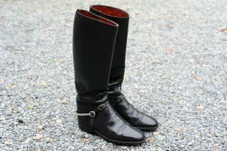 English Vintage Leather Riding Boots Silver Spurs Uk Men 