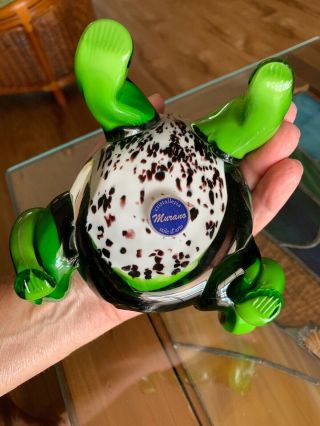 Vintage Large Murano Art Glass Aventurine Vibrant Green Frog Figurine Italy 4