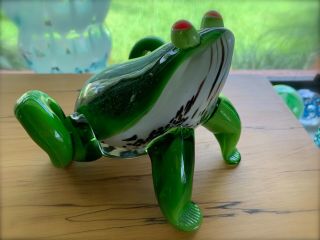 Vintage Large Murano Art Glass Aventurine Vibrant Green Frog Figurine Italy 7