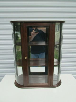 Bombay Curved Glass Curio Cabinet Vintage 3 Shelf Display Hang Standing