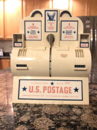 Vintage Us Postage Stamps Coin Operated Vending Machine With Key Rare