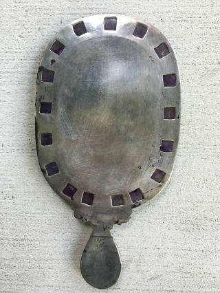 Vintage MATL SALAS Mexican.  925 Silver Amethyst Turquoise Hand Mirror 5