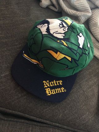 Vintage 90s Notre Dame Irish The Game Big Logo Snapback Hat,  Ncaa,  All Over