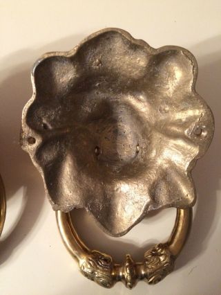 Vintage Solid Brass Lion Head Door Knocker or Curtain Holder,  Set of 2 4
