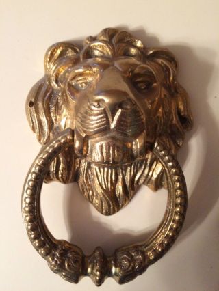 Vintage Solid Brass Lion Head Door Knocker or Curtain Holder,  Set of 2 5