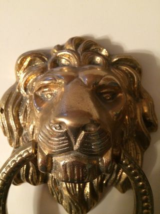 Vintage Solid Brass Lion Head Door Knocker or Curtain Holder,  Set of 2 6