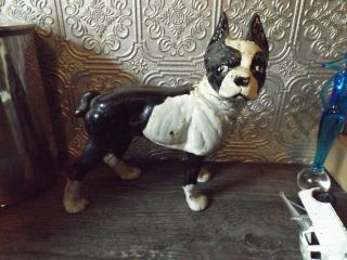 Rare Vintage Hubley Cast Iron Boston Terrier / Bull Dog Doorstop Statue 10 X 9