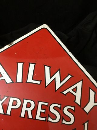 Antique Railway Express Agency Porcelain Sign REA Railroad Train Old Vintage 8” 4