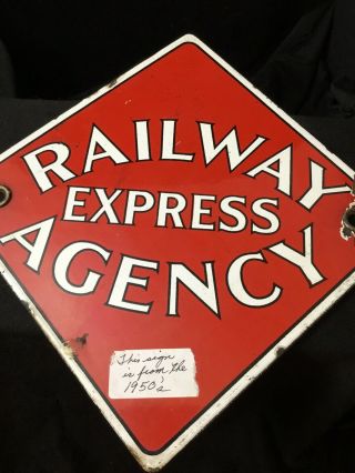 Antique Railway Express Agency Porcelain Sign REA Railroad Train Old Vintage 8” 6