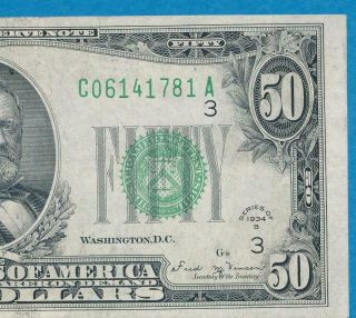 $50.  1934 - B MULE RARE PHILADELPHIA DISTRICT FEDERAL RESERVE NOTE AU 2