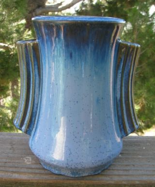 Vintage Fulper Pottery Vase with Chinese Blue and Brown Glaze 8 Inches MCM 2