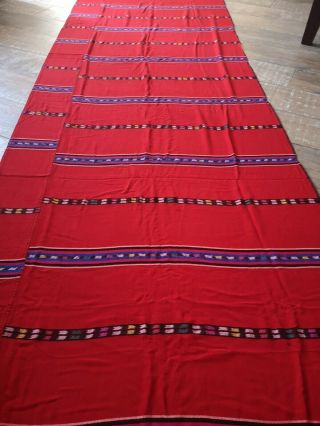 On Guatemalan Handwoven Corte Frabric Vintage 134 X 40 " Red Mayan Skirt